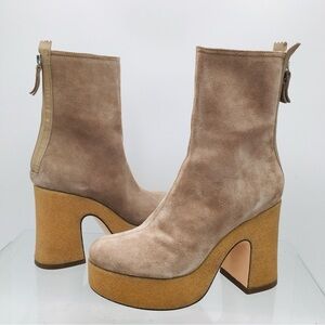 AGL SHAN Taupe Suede Platform Heeled Boots Size 10 M